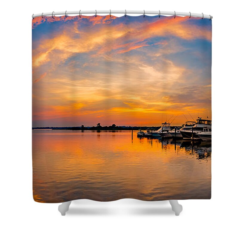 Jersey Shore Shower Curtain featuring the photograph Sunset Over Shrewsbury Bay by Mark Rogers