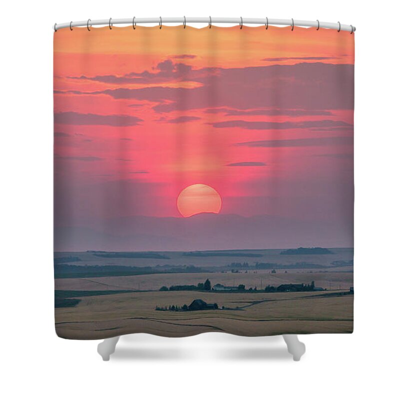 Photosbymch Shower Curtain featuring the photograph Sunset over the Plains by M C Hood