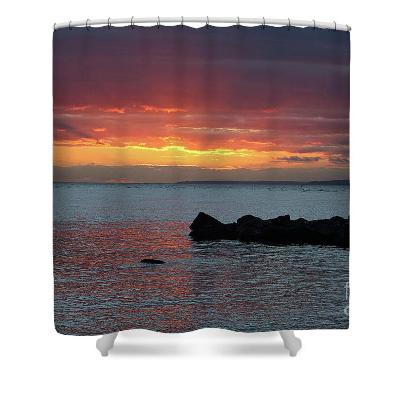 Sunset Shower Curtain featuring the photograph Sunset over the solent Hampshire England UK by Julia Gavin