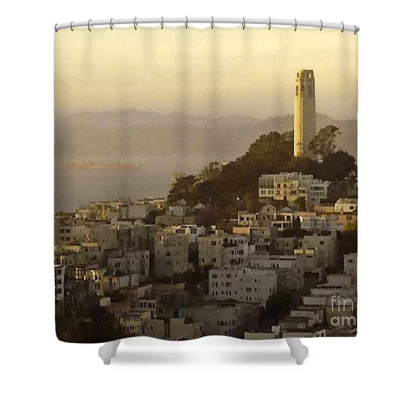 San Francisco Shower Curtain featuring the photograph Sunset Over the Water by Joyce Creswell