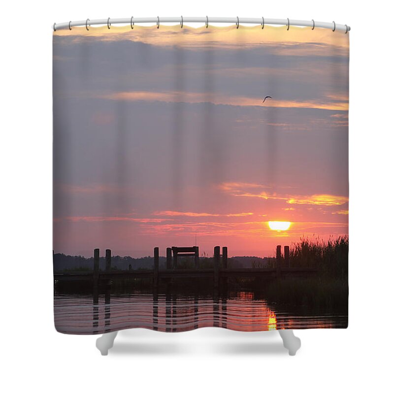 Water Shower Curtain featuring the photograph Sunset Over The Wetlands by Robert Banach