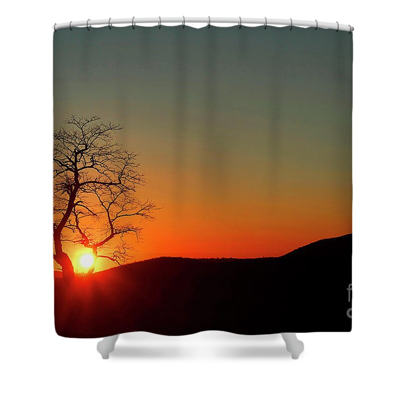 Sunset Over Virginia Shower Curtain featuring the photograph Sunset over Virginia by Darren Fisher
