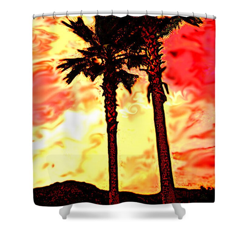 Palm Shower Curtain featuring the photograph Sunset Palms by Pat Wagner