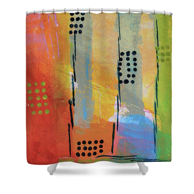 Abstract Shower Curtain featuring the mixed media Sunset Park by April Burton