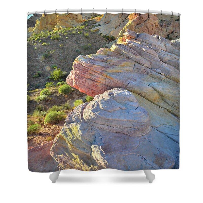 Valley Of Fire State Park Shower Curtain featuring the photograph Sunset Pastels in Valley of Fire by Ray Mathis