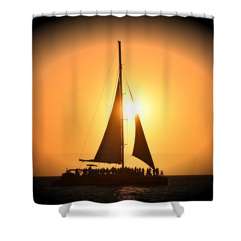 Sunset Shower Curtain featuring the photograph Sunset Sail by Gary Smith