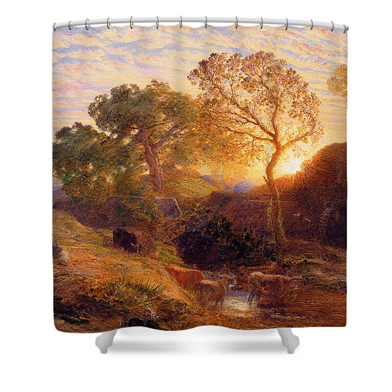 Sunset Shower Curtain featuring the painting Sunset by Samuel Palmer