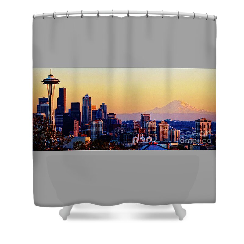 Seattle Shower Curtain featuring the photograph Sunset Seattle by Frank Larkin