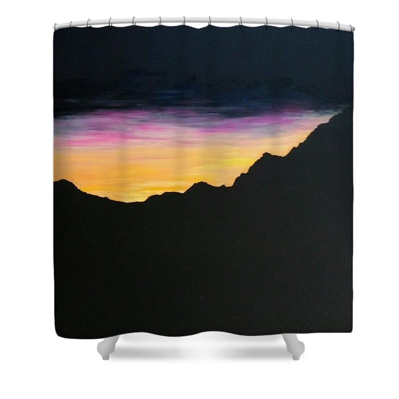 Sunset Shower Curtain featuring the painting Sunset Silhouette by Kevin Daly