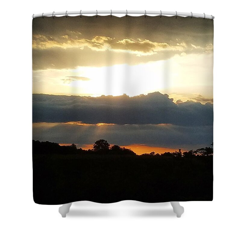 Sunset Shower Curtain featuring the photograph Sunset Through the Dark by Vic Ritchey