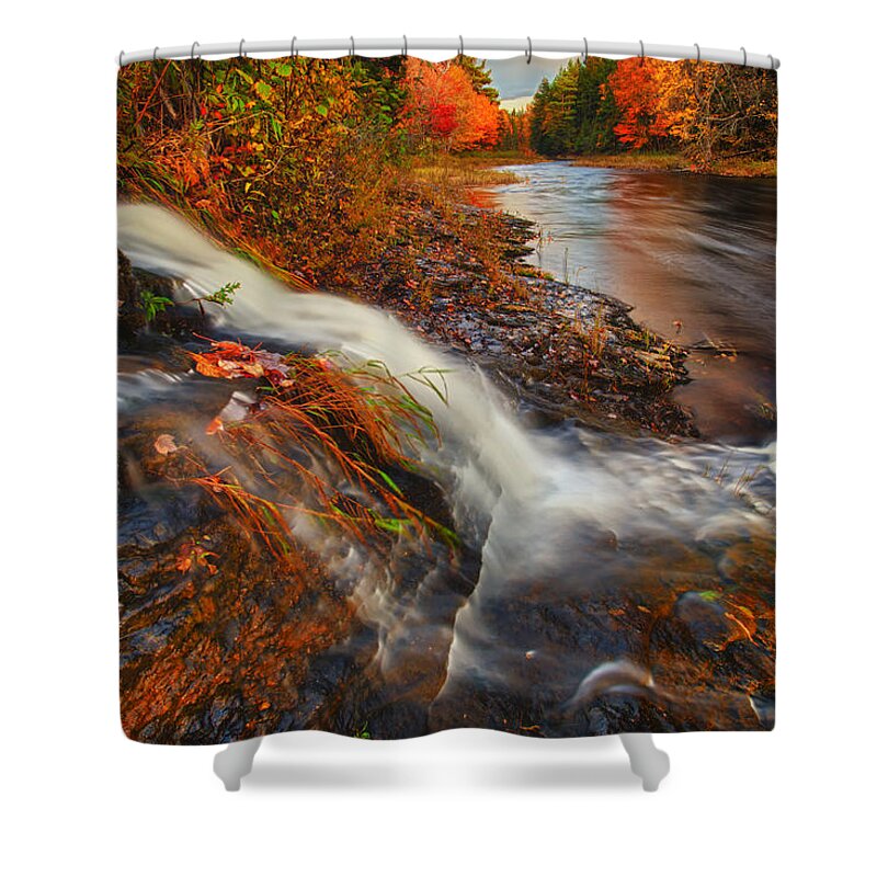 Kelly River Wilderness Shower Curtain featuring the photograph Sunset Waterfall by Irwin Barrett