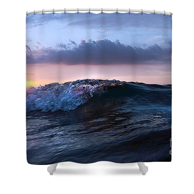 Beach Shower Curtain featuring the photograph Sunset Wave-Wards Beach by Steve Somerville