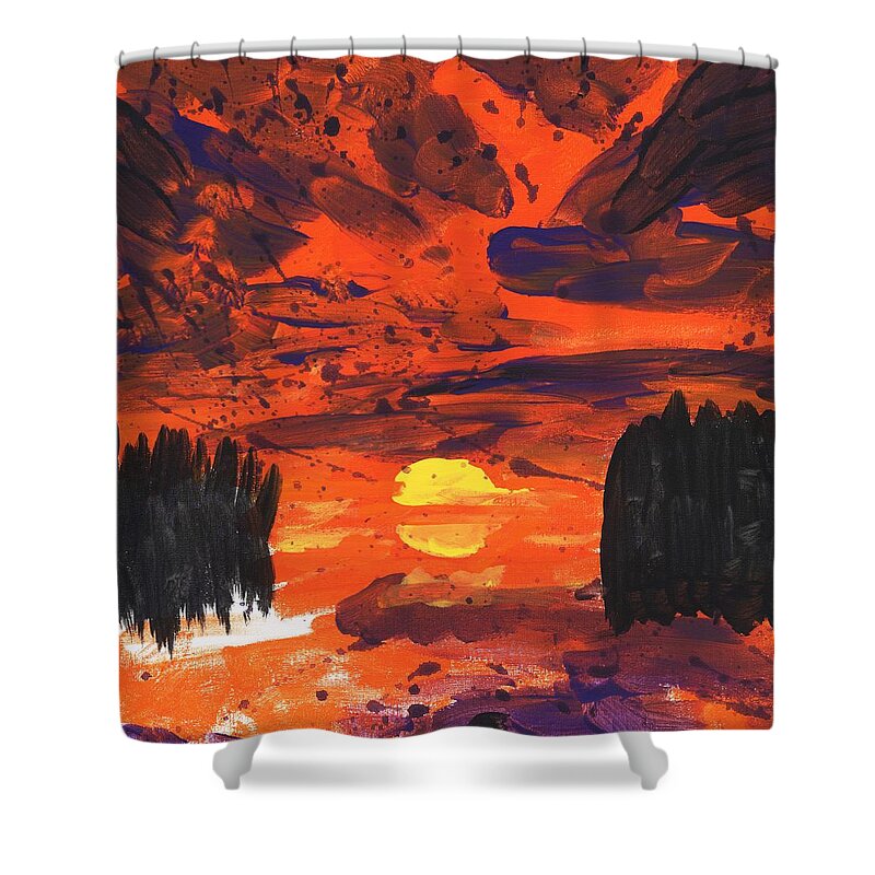Sun Shower Curtain featuring the painting Sunset Without Swan by Phil Strang