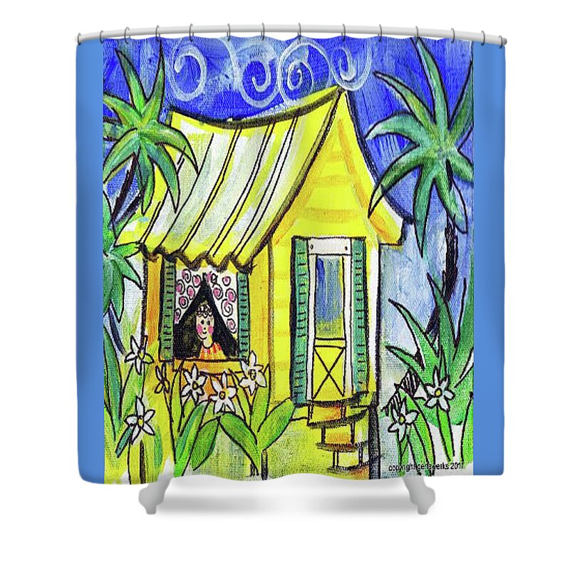 Cottage Shower Curtain featuring the painting Sunshine Cottage by Gertrude Palmer
