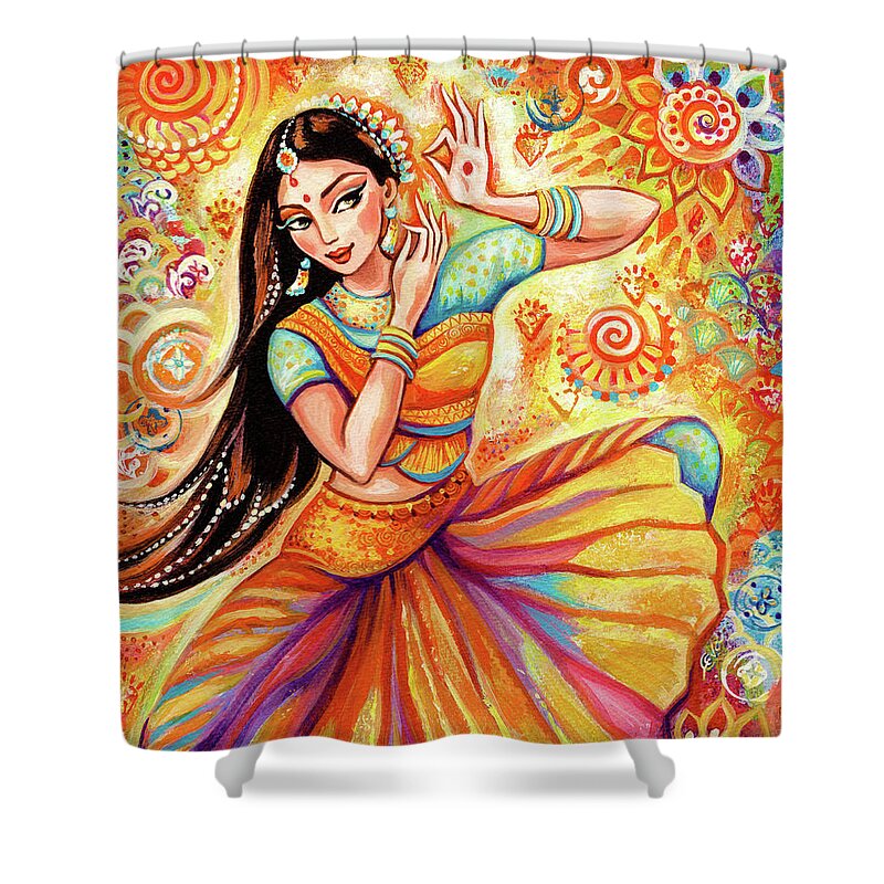 Beautiful Indian Woman Shower Curtain featuring the painting Sunshine Dance by Eva Campbell