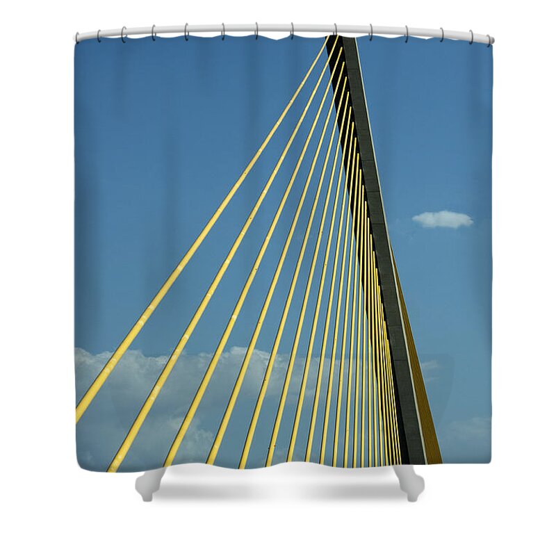 Bridge Shower Curtain featuring the photograph Sunshine Skyway Bridge - Color by Mitch Spence