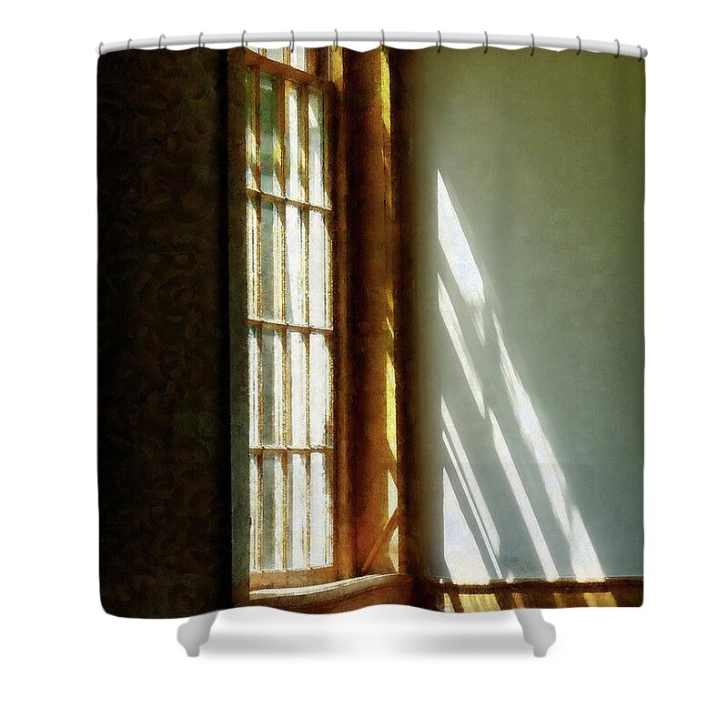 Church Shower Curtain featuring the photograph Sunshine Streaming Through Window by Susan Savad
