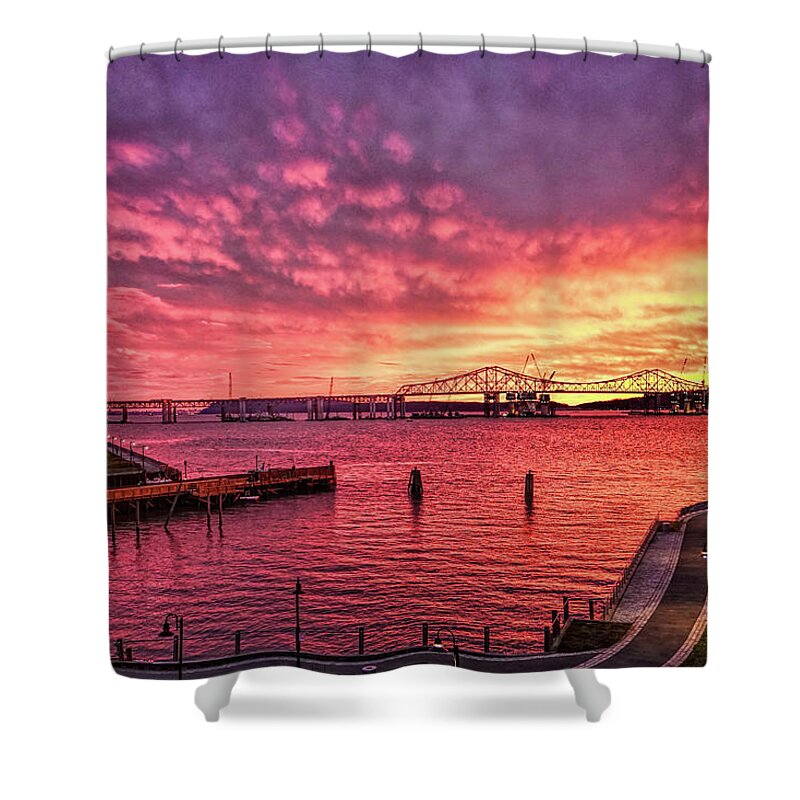'jeffrey Friedkin Photography Shower Curtain featuring the photograph Super Hudson River Sunset by Jeffrey Friedkin