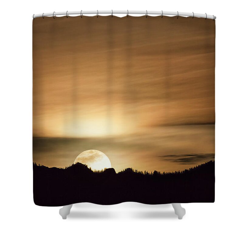 Super Moon Shower Curtain featuring the photograph Super Moon Over Cimarron Ridge by Denise Bush