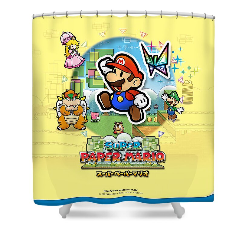Super Paper Mario Shower Curtain featuring the digital art Super Paper Mario by Maye Loeser