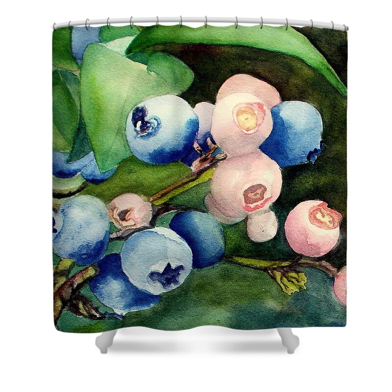 Blueberries Shower Curtain featuring the painting Superfood by Nicole Curreri