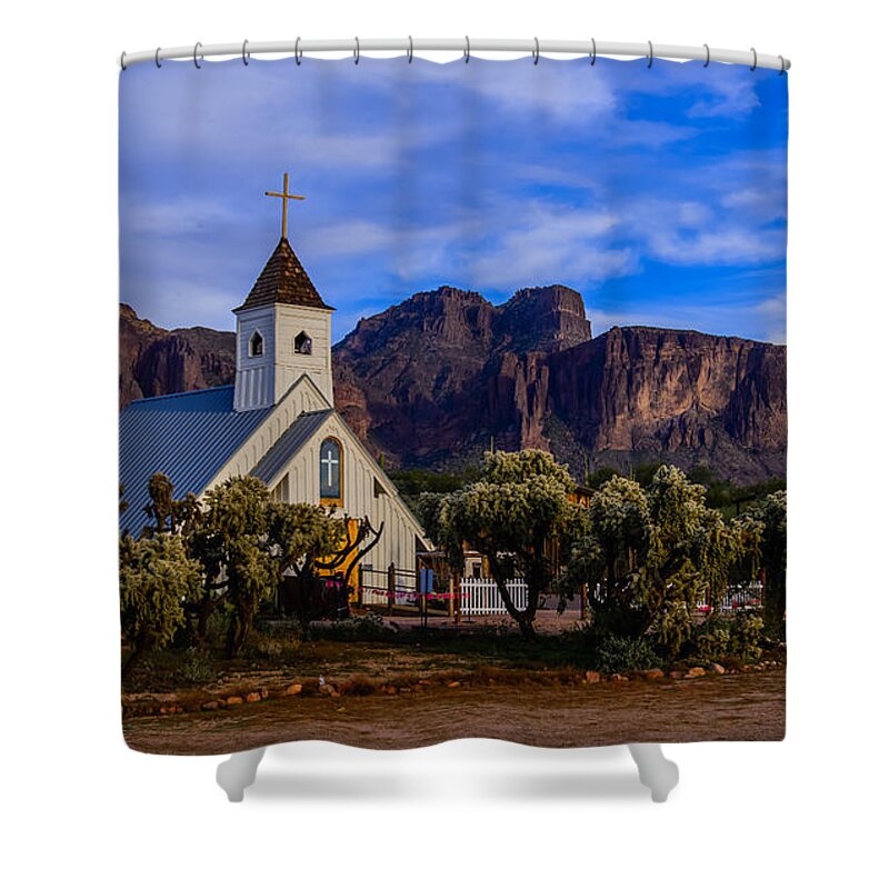 Superstition Shower Curtain featuring the photograph Superstition Church by Mike Ronnebeck
