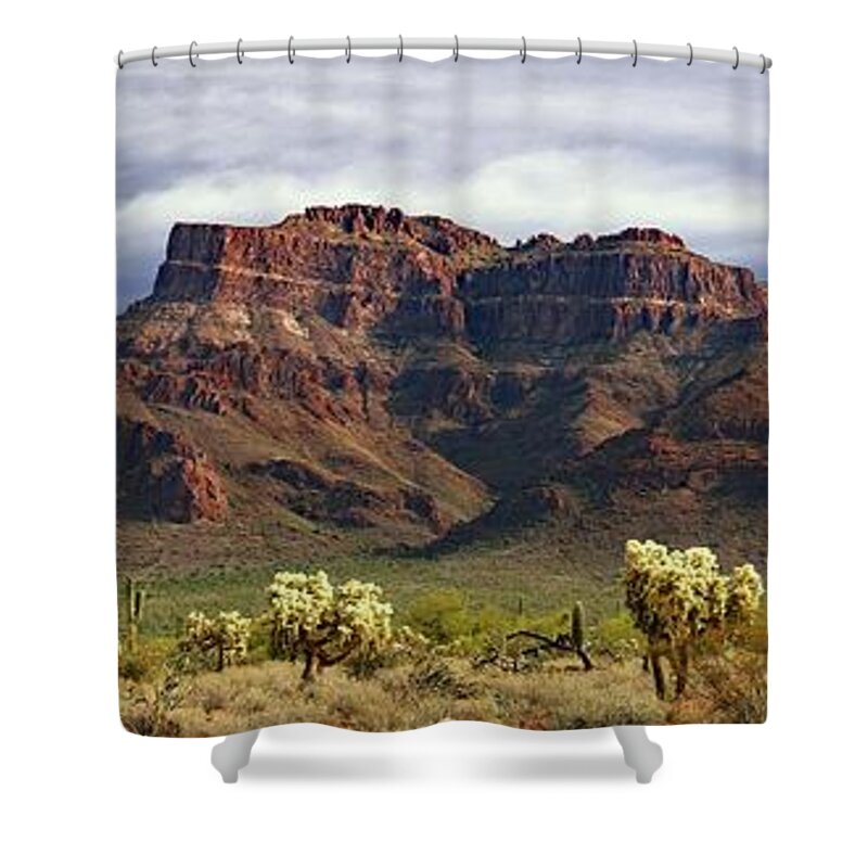 Mountain Shower Curtain featuring the photograph Superstition Sky by Hans Brakob