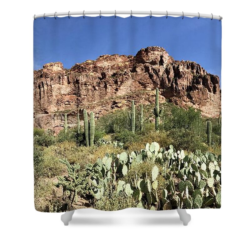 Photography Shower Curtain featuring the photograph Superstition Mountains by Sean Griffin