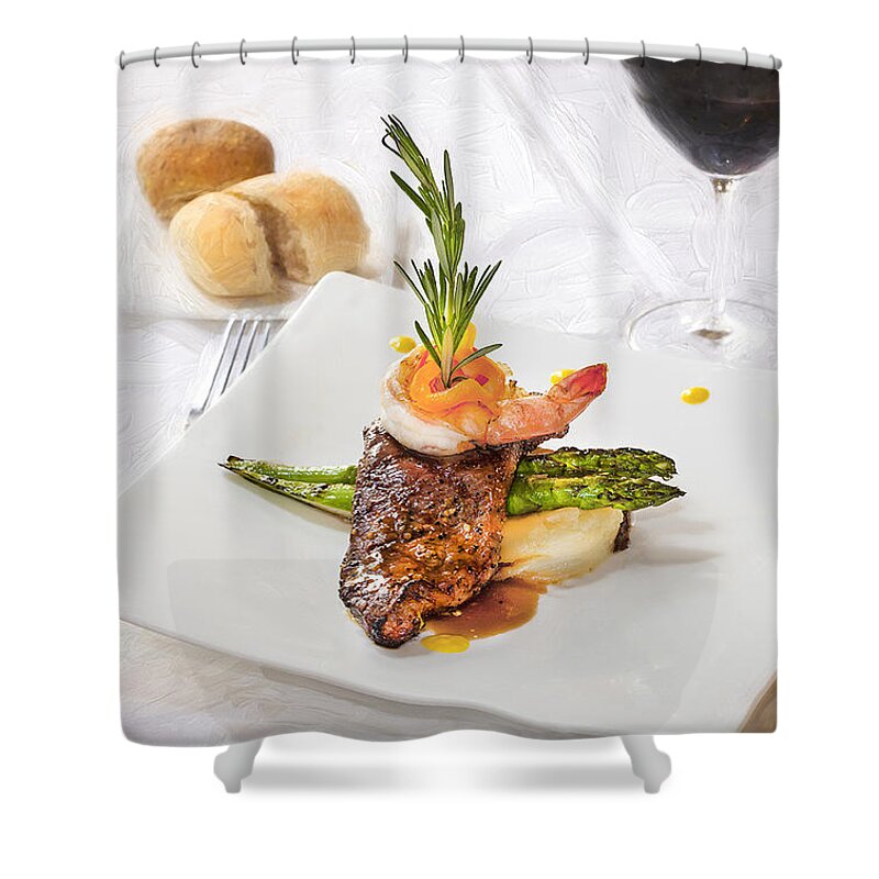 Surf And Turf Shower Curtain featuring the photograph Surf and Turf by Rich Franco