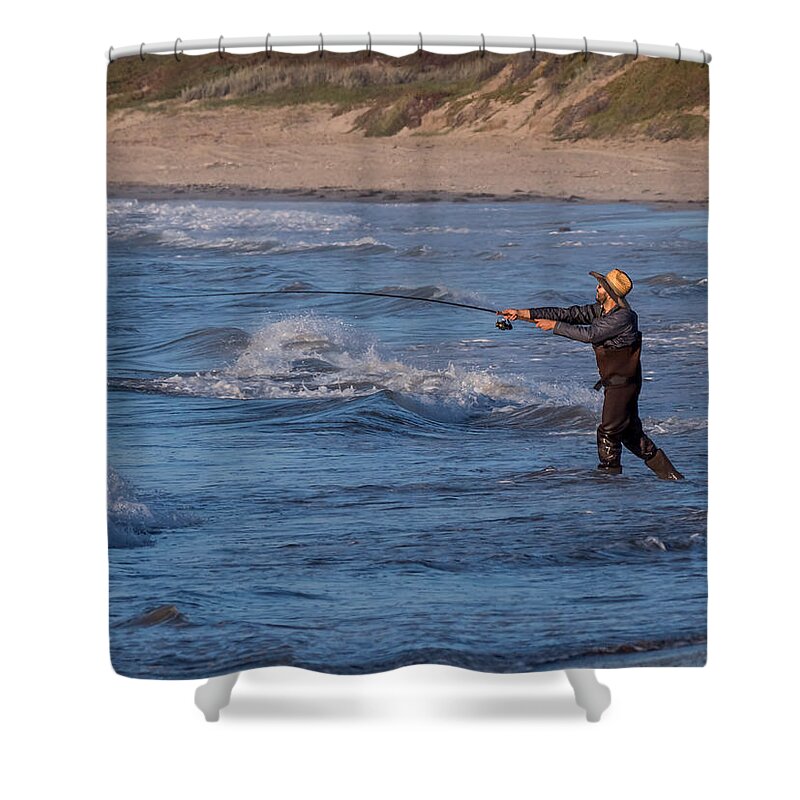 Surf Fishing Shower Curtain featuring the photograph Surf Fishing by Derek Dean