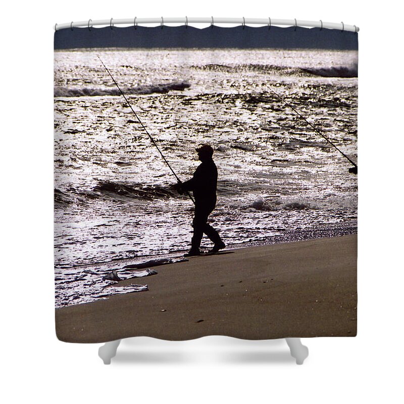 Fishing Shower Curtain featuring the photograph Surf Fishing by Steve Karol