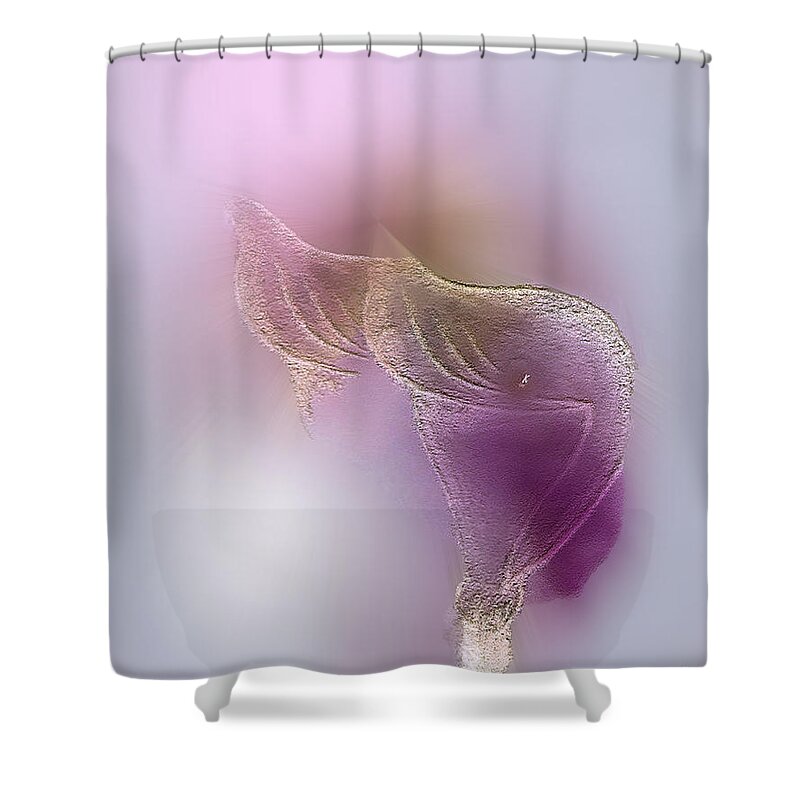 Abstract Shower Curtain featuring the digital art Surreal Calla 2 by John Krakora