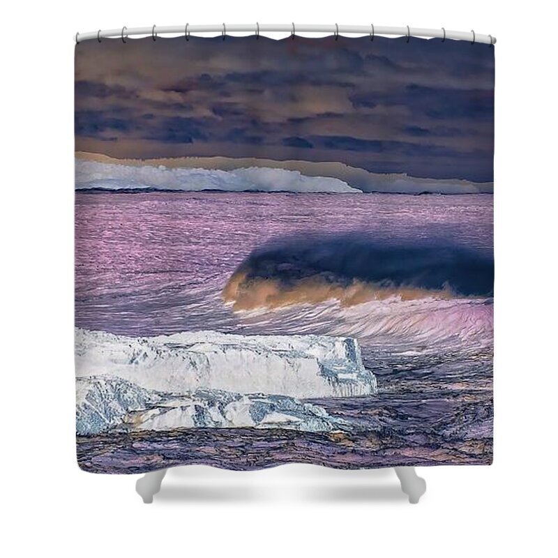 Ocean Shower Curtain featuring the photograph Surreal Cold Wild Ocean. by Geoff Childs