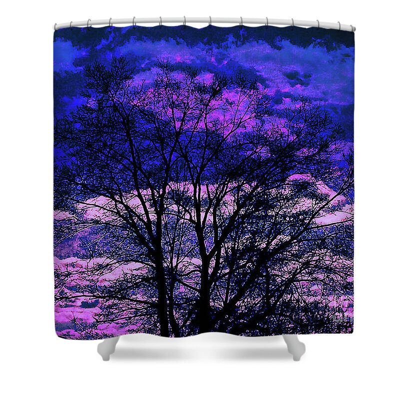 Landscape Shower Curtain featuring the digital art Surreal Tree Silhouette by Dee Flouton