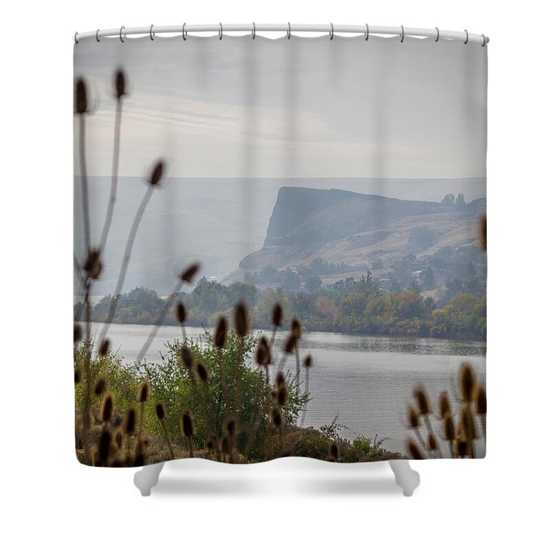 Lc Valley Lewiston Idaho Clarkston Washington Swallow's Nest Rock Snake River Shower Curtain featuring the photograph Swallows Nest Burrs by Brad Stinson