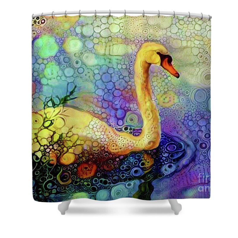 Fantasy Shower Curtain featuring the photograph Swan Spectacular Oil by Nina Silver