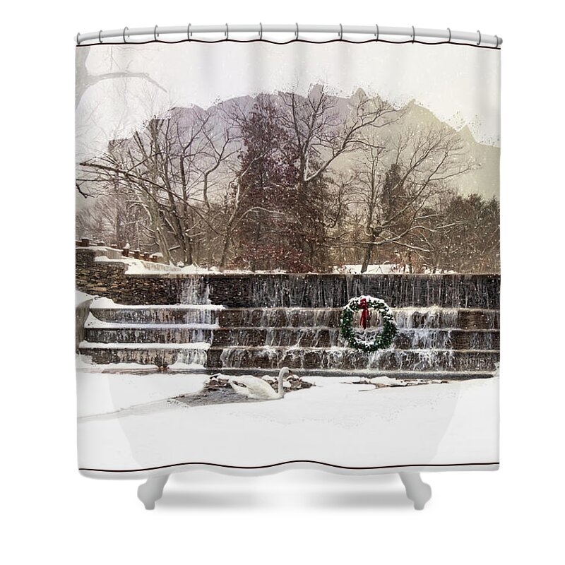 Water Shower Curtain featuring the photograph Swansea Dam at Christmas by Robin-Lee Vieira