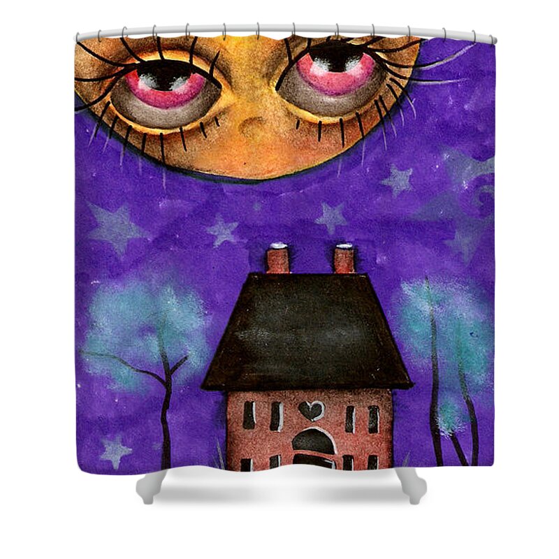 Folk Art Shower Curtain featuring the painting Sweet Dreams by Abril Andrade