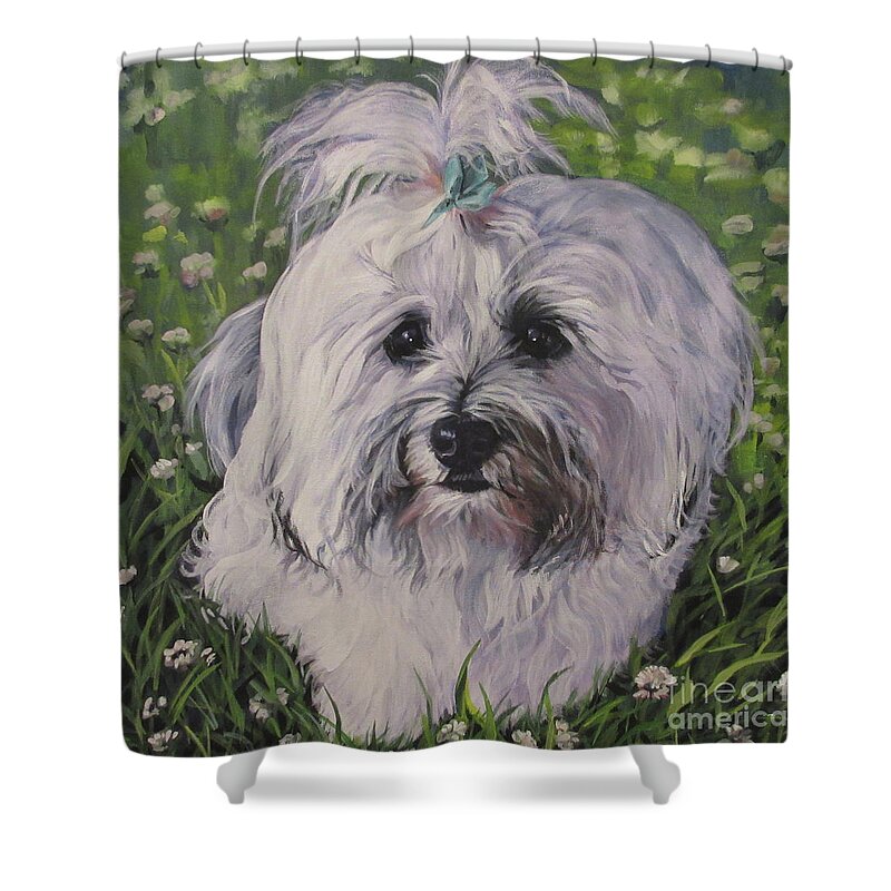 Havanese Dog Painting Shower Curtain featuring the painting Sweet Havanese Dog by Lee Ann Shepard