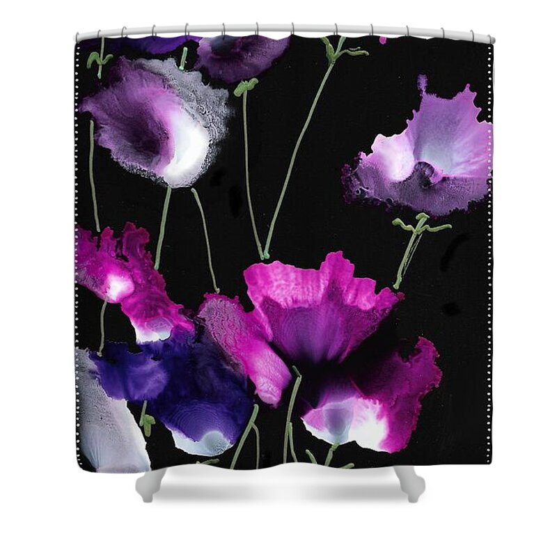 Blooms Shower Curtain featuring the painting Sweet Peas by Bonny Butler