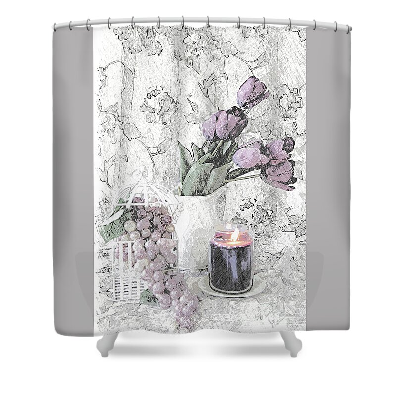 Tulips Shower Curtain featuring the mixed media Sweet Summer Moments by Sherry Hallemeier