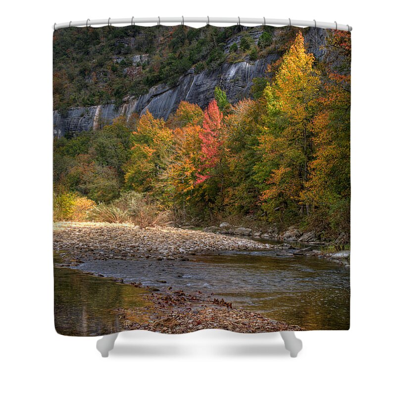 Fall Color Shower Curtain featuring the photograph Sweetgums at Steel Creek by Michael Dougherty