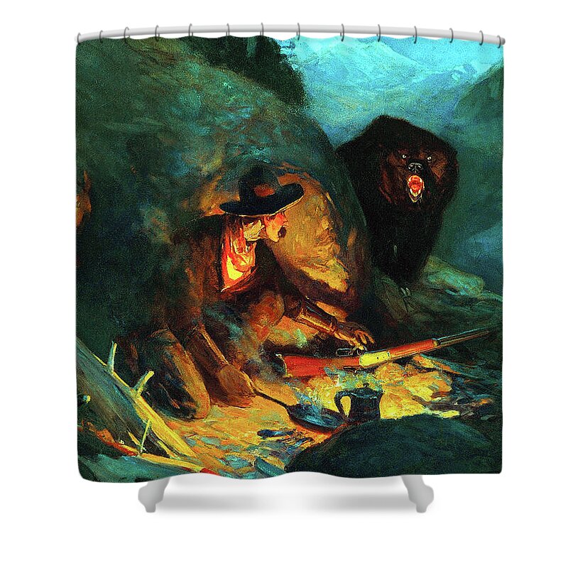 Outdoor Shower Curtain featuring the painting Swift Approach by Frank Tenney Johnson