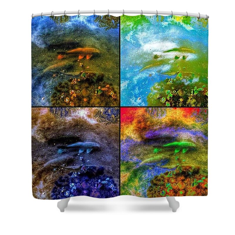 Koi Shower Curtain featuring the photograph Swimming Through a Starry Sky by Nick Heap