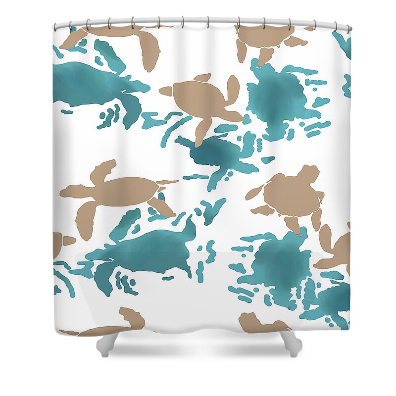 Turtle Shower Curtain featuring the digital art Swimming Turtles by April Burton