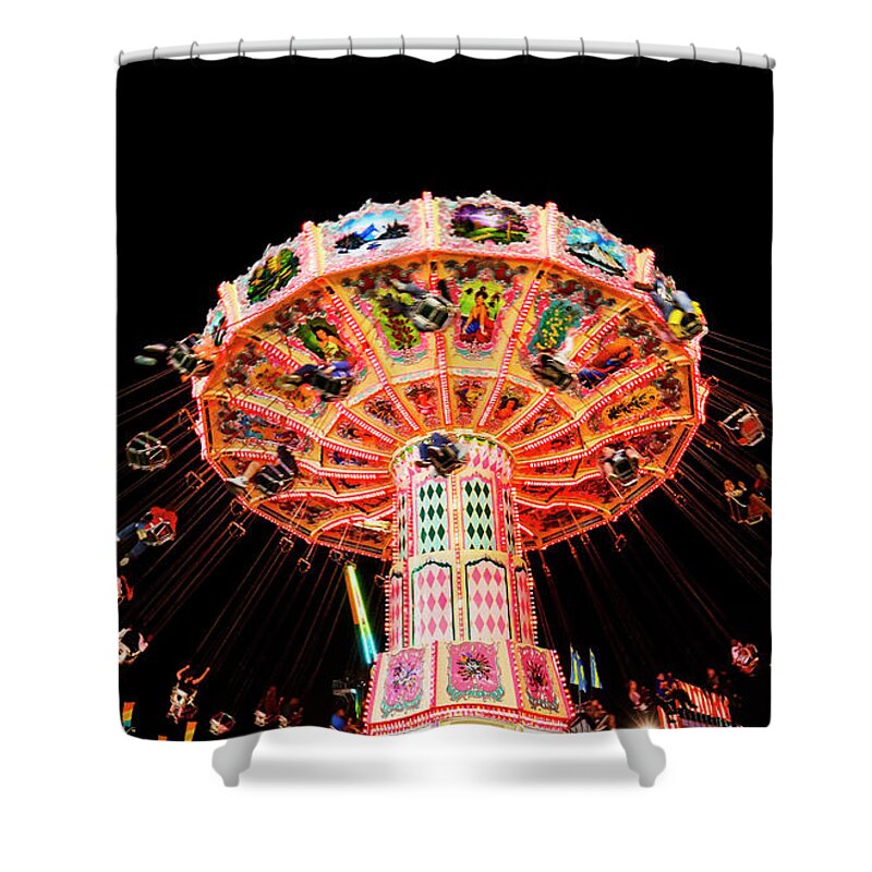 Swing Ride At The Fair Shower Curtain featuring the photograph Swing Ride At The Fair by Felix Lai