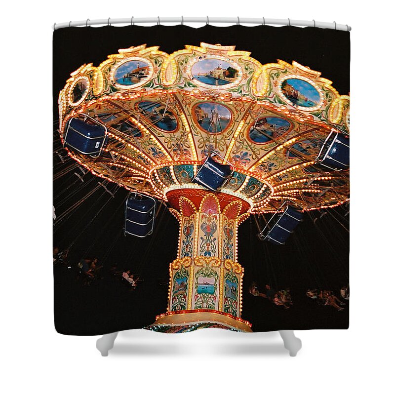 Boardwalk Shower Curtain featuring the photograph Swing by Steve Karol