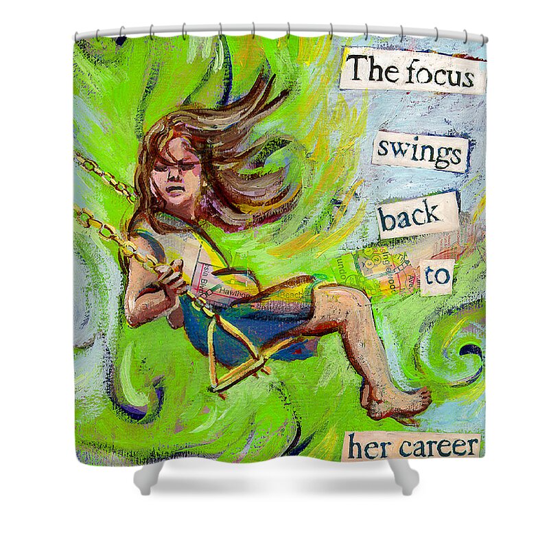 Girl Shower Curtain featuring the painting Swing by Tilly Strauss