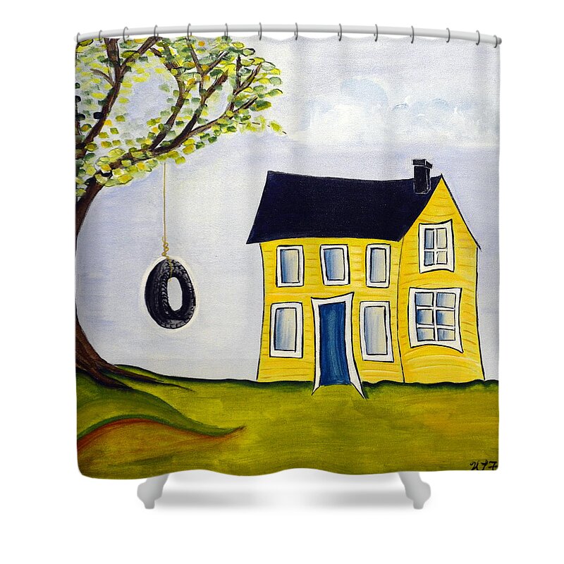 Abstract Shower Curtain featuring the painting Swinging by Heather Lovat-Fraser