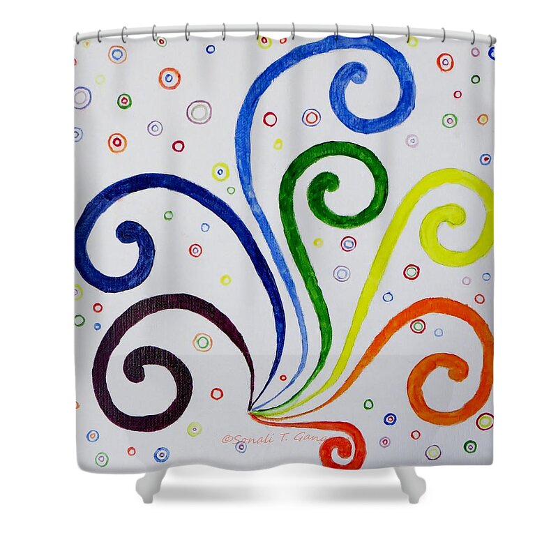 Vibgyor Combinations Shower Curtain featuring the painting Swirls by Sonali Gangane